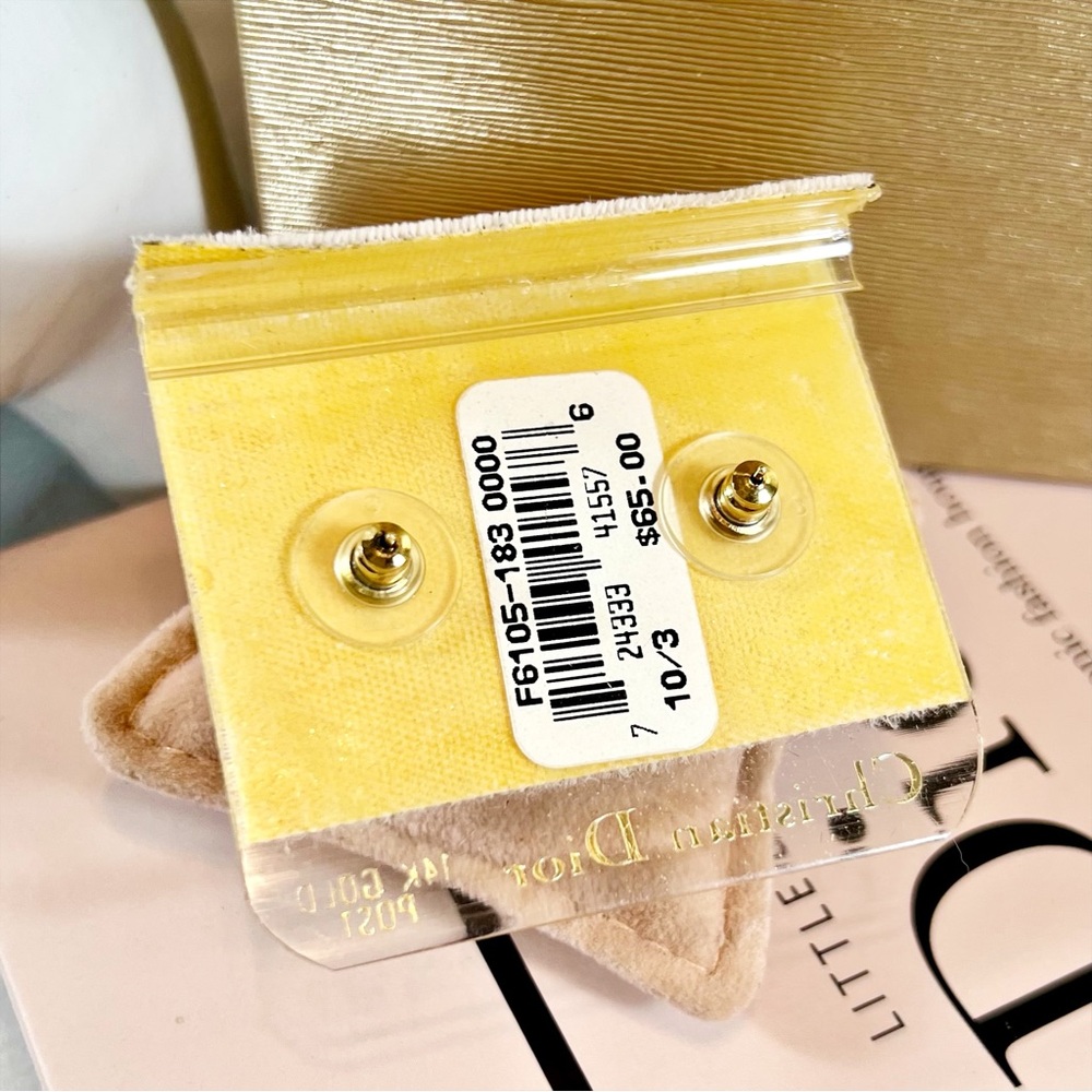 |SOLD| Christian Dior Gold Plated Heart Earrings w/ Swarovski Crystals - Picture 6 of 8